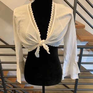 Embroidered White Crop Top